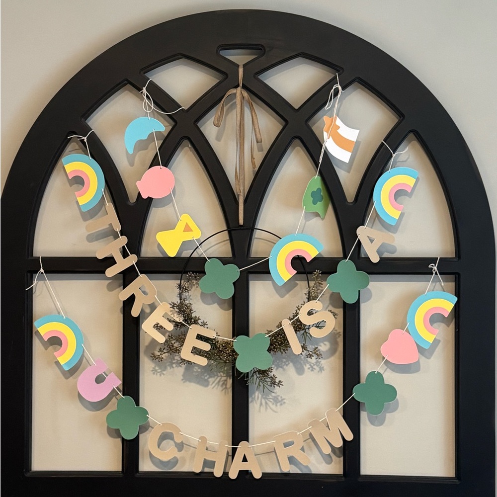 Lucky Charms themed Hanging Banner Decor - “three is a charm”